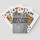 Mosaic Snakeskin Pattern Elegant Script Monogram Pokerkaarten (Achterkant)