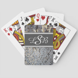 Mosaic Snakeskin Pattern Elegant Script Monogram Pokerkaarten