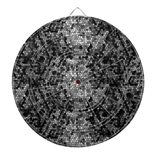 Mosaic Stones Glass Black Grey White Dartbord (Voorkant)