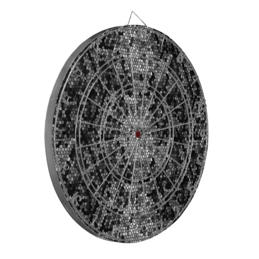 Mosaic Stones Glass Black Grey White Dartbord (Voorkant Links)
