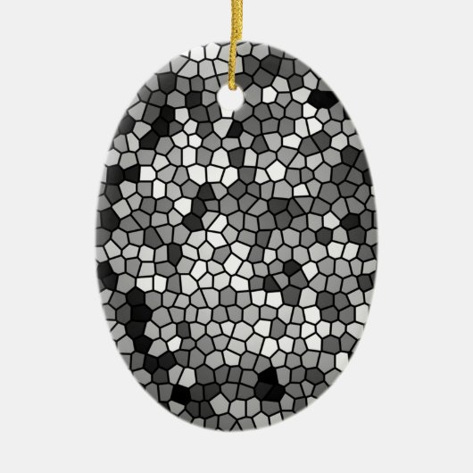 Mosaic Stones Glass Black Grey White Keramisch Ornament (Voorkant)