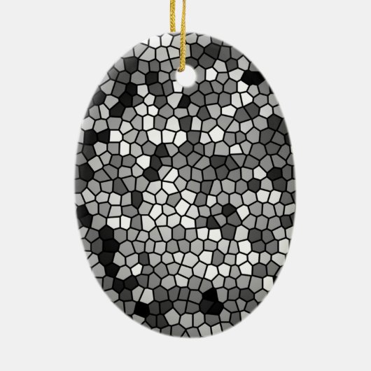 Mosaic Stones Glass Black Grey White Keramisch Ornament (Achterkant)