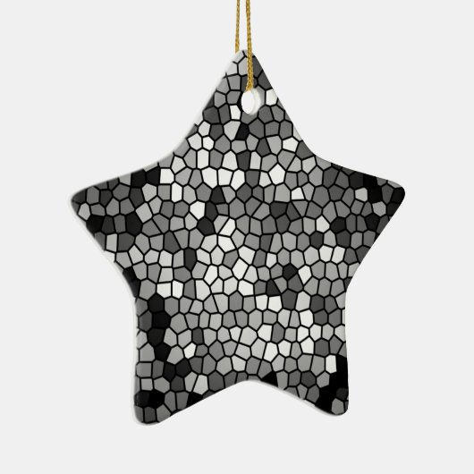 Mosaic Stones Glass Black Grey White Keramisch Ornament (Rechts)