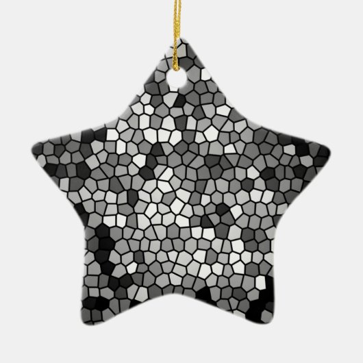Mosaic Stones Glass Black Grey White Keramisch Ornament (Voorkant)