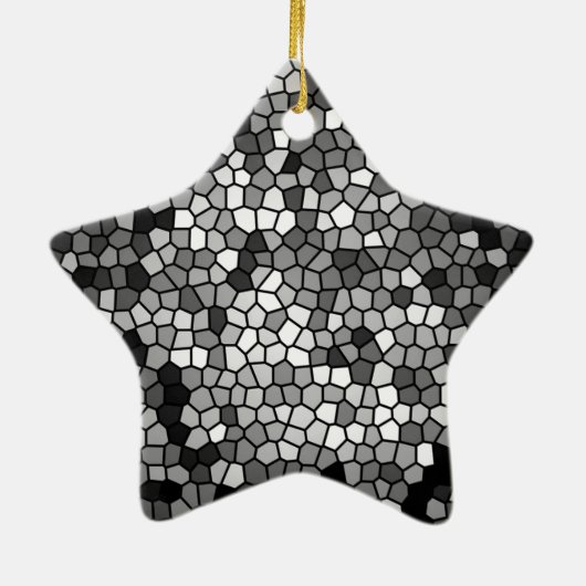Mosaic Stones Glass Black Grey White Keramisch Ornament (Achterkant)