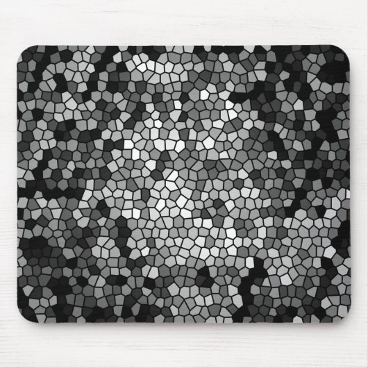 Mosaic Stones Glass Black Grey White Muismat (Voorkant)