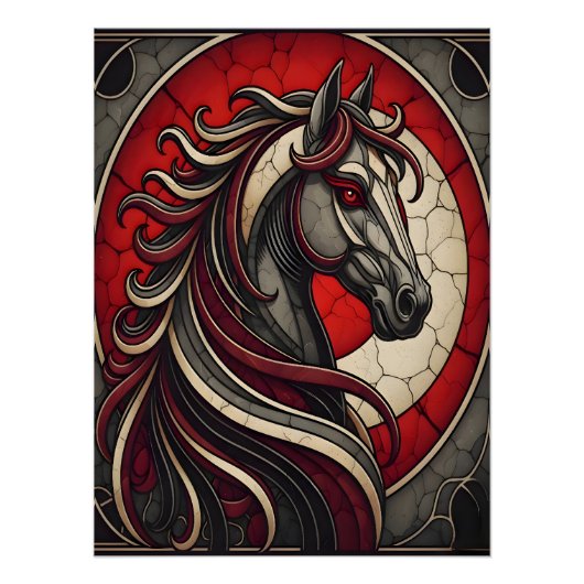 Mosaic Style Horse Wall Art Poster Decor Gift (Voorkant)