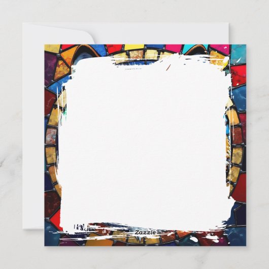 Mosaic Style Owl and Wolf | Blank Feestdagenkaart (Achterkant)