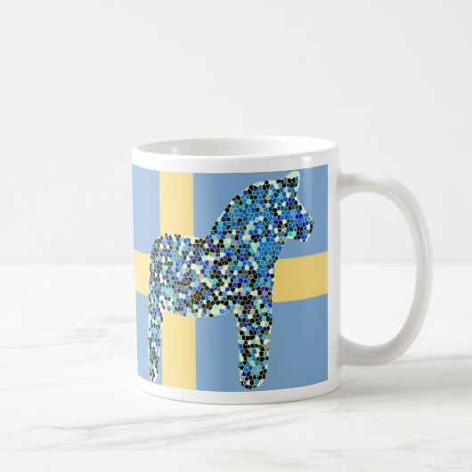 Mosaic Swedish Blue Dala Horse Koffiemok (Rechts)