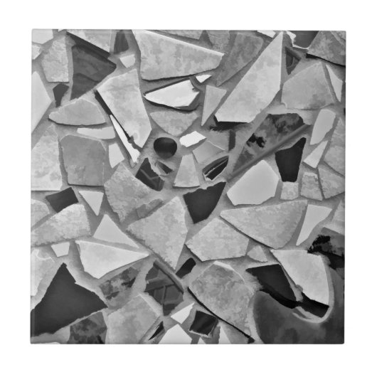 Mosaic Terrazzo Grey White Black Pattern Tegeltje (Voorkant)