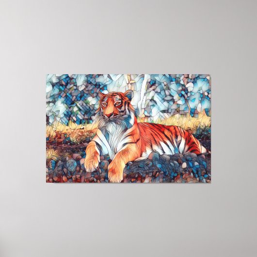 MOSAIC TIGER STRETCHED CANVAS ART PRINT (Voorkant)