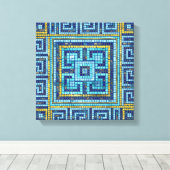 Mosaic Tile Greek Meander Key Canvas Afdruk (Insitu (Houten vloer))