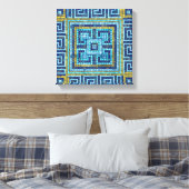 Mosaic Tile Greek Meander Key Canvas Afdruk (Insitu (Slaapkamer))
