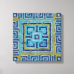 Mosaic Tile Greek Meander Key Canvas Afdruk