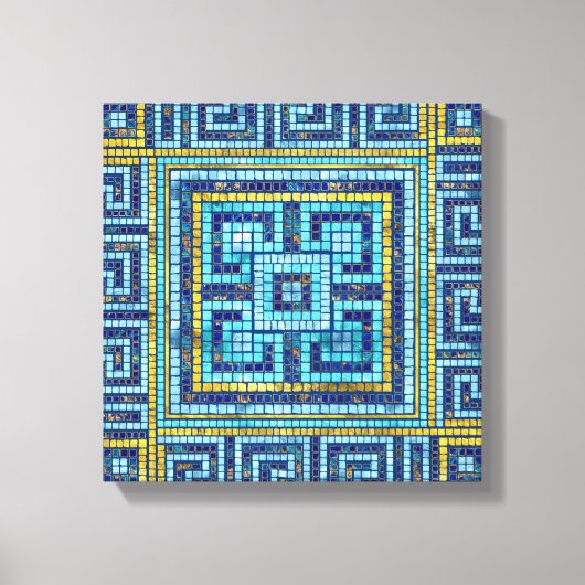 Mosaic Tile Greek Meander Key Canvas Afdruk (Voorkant)