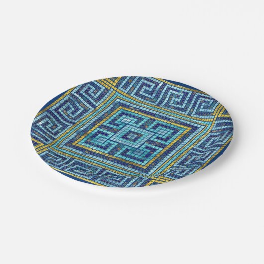 Mosaic Tile Greek Meander Key Papieren Bordje (Gekanteld)