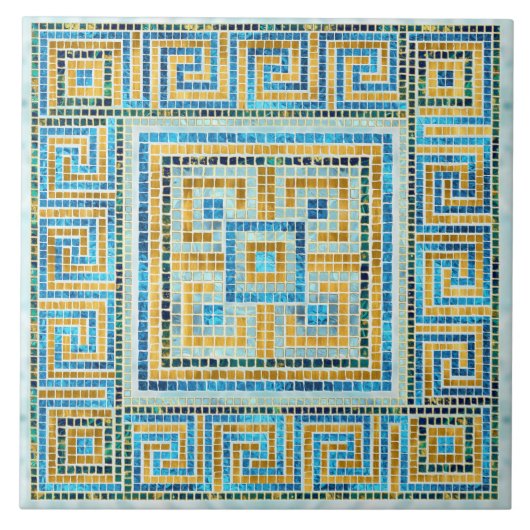 Mosaic Tile Greek Meander Key Tegeltje (Voorkant)