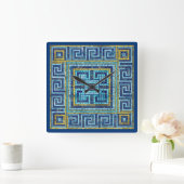 Mosaic Tile Greek Meander Key Vierkante Klok (Huis)