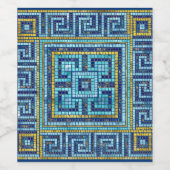 Mosaic Tile Greek Meander Key Wijn Etiket (Enkel label)