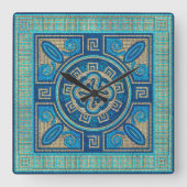 Mosaic Tile Ornament Vierkante Klok (Voorkant)