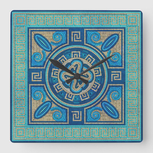 Mosaic Tile Ornament Vierkante Klok (Voorkant)