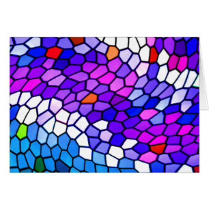 Mosaic Tile Pattern Paars Blue Pink Blank Card