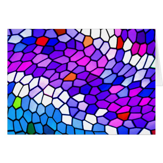 Mosaic Tile Pattern Paars Blue Pink Blank Card (Voorkant Horizontaal)
