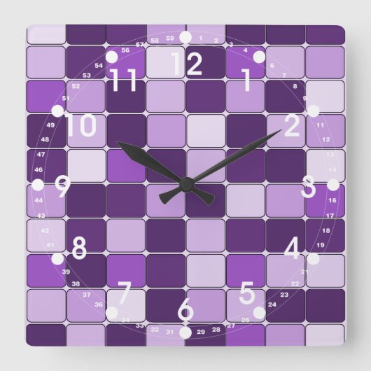 Mosaic Tile Pattern Paarse Lila Lavender Vierkante Klok (Voorkant)