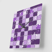 Mosaic Tile Pattern Paarse Lila Lavender Vierkante Klok (Hoek)