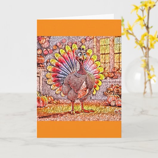 Mosaic Tom Turkey Kaart (Gele Bloem)