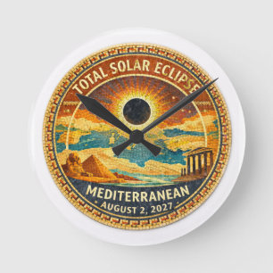 Mosaic Totale Zonsverduistering 2027 sticker Ronde Klok