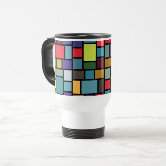 Mosaic Travel Mug Paul Klee Mondrian Reisbeker (Voorkant links)