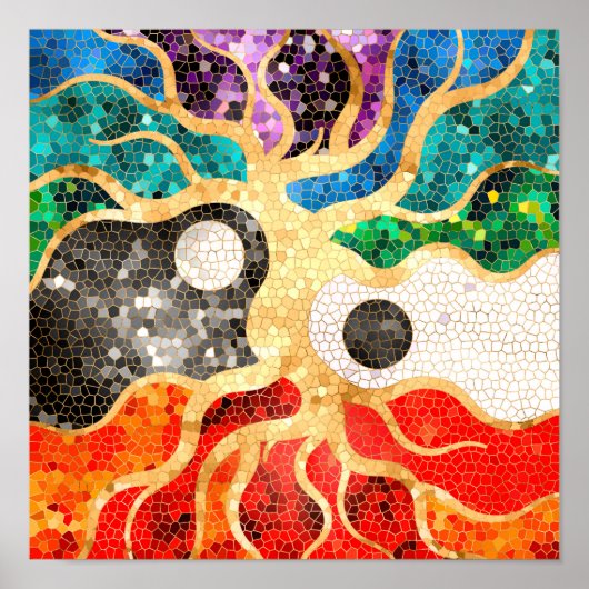 Mosaic Tree of life - Yin Yang Poster (Voorkant)