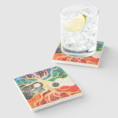 Mosaic Tree of life - Yin Yang Stenen Onderzetter (Zijkant)