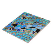 Mosaic turquoise-patroon tegeltje (Zijkant)