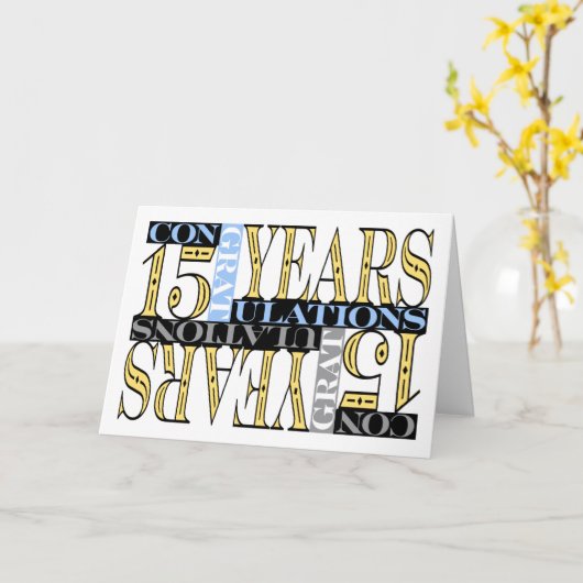 Mosaic voor felicitaties met 15-jarig jubileum van kaart (Gele Bloem)