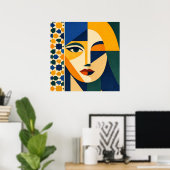 Mosaic Woman Portrait Art Geometric Boho Poster (Thuiskantoor)