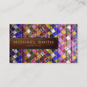Mosaic Wooden Elegant Leather Kijk uit 5 Visitekaartje