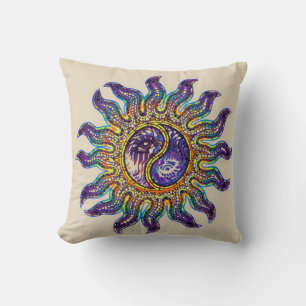 Mosaic Yin Yang Sun Throw Pillow Kussen