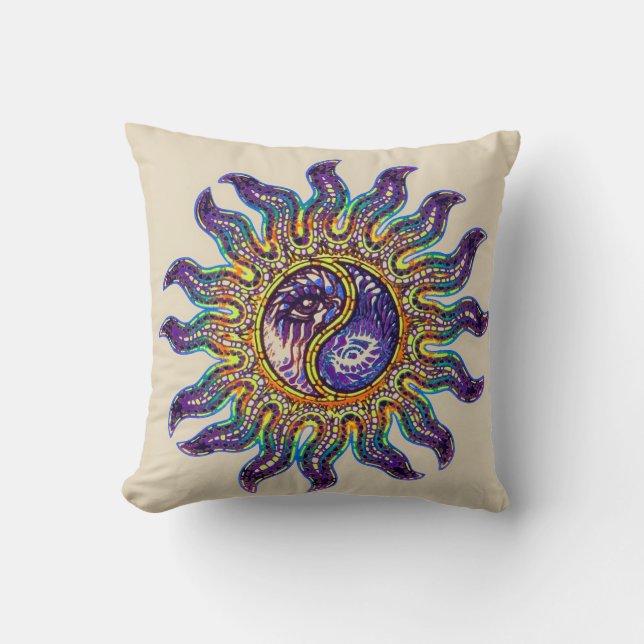 Mosaic Yin Yang Sun Throw Pillow Kussen (Voorkant)