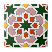 Mosaico 01 de azulejo marroquí verde y rojo en tegeltje (Voorkant)