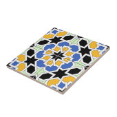 Mosaico 02 de azulejo marroquí azul y negro en tegeltje (Zijkant)