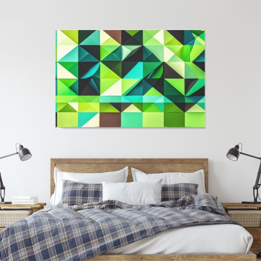 Mosaico Esmeralda Tridimensional Canvas Afdruk (Insitu (Slaapkamer))