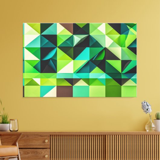 Mosaico Esmeralda Tridimensional Canvas Afdruk (Insitu (Woonkamer))