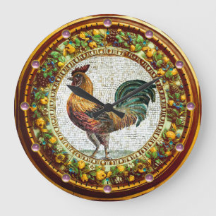 MOSAISCHE ROOSTER, ANTIEK STROOM MET VRUCHTEN GROTE KLOK