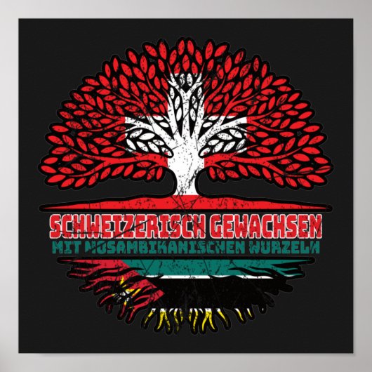 Mosambik Mosambikanisch Schweizer Schweiz Baum Poster (Voorkant)