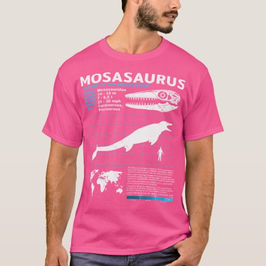 Mosasaurus Fact Sheet Dinosaurus Feiten T-shirt (Voorkant)