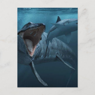 Mosasaurus jager shark poster acrylprint briefkaart