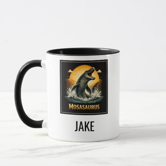 Mosasaurus Oceaan Roofdier Vintage Zonsondergang D Mok (Links)