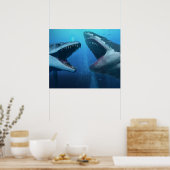 Mosasaurus versus megalodon poster (Keuken)
